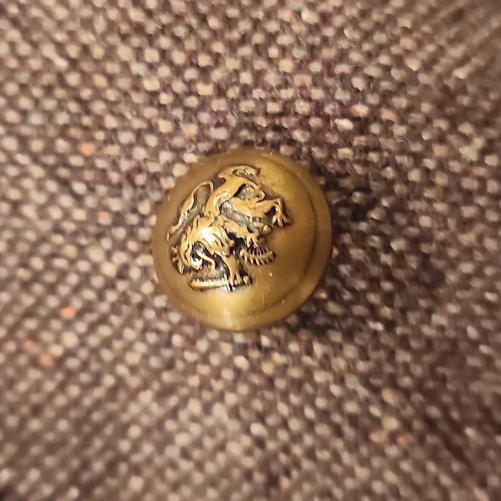 Vintage Banana Repunlic Brown Tweed Blazer With Military Brass Buttons Sz 8 - Picture 3 of 11